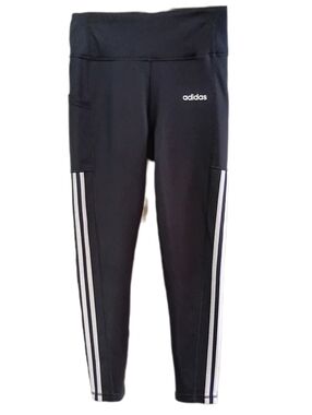 adidas Black Leggings with White Side Stripes